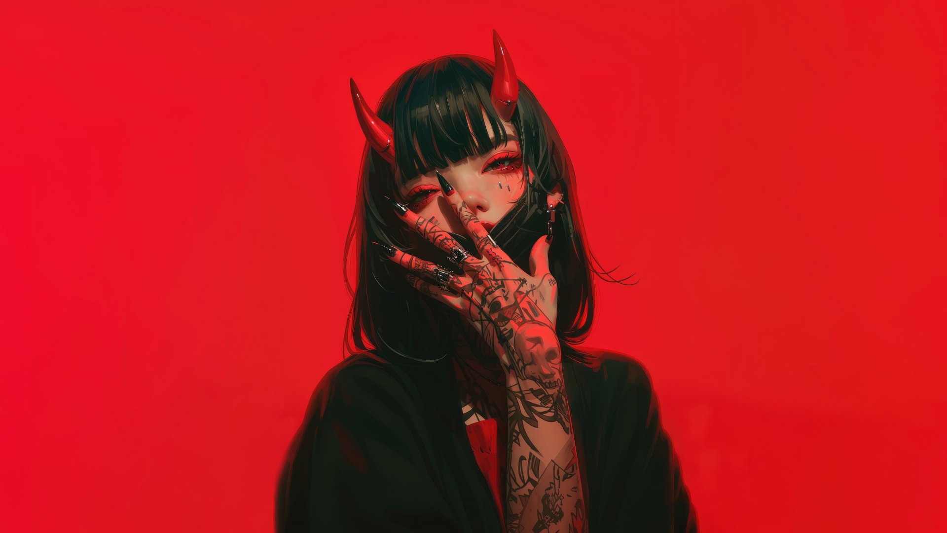 8K Ultra HD Red Anime Girl Fierce And Bold 7680x4320 Wallpaper Abyss