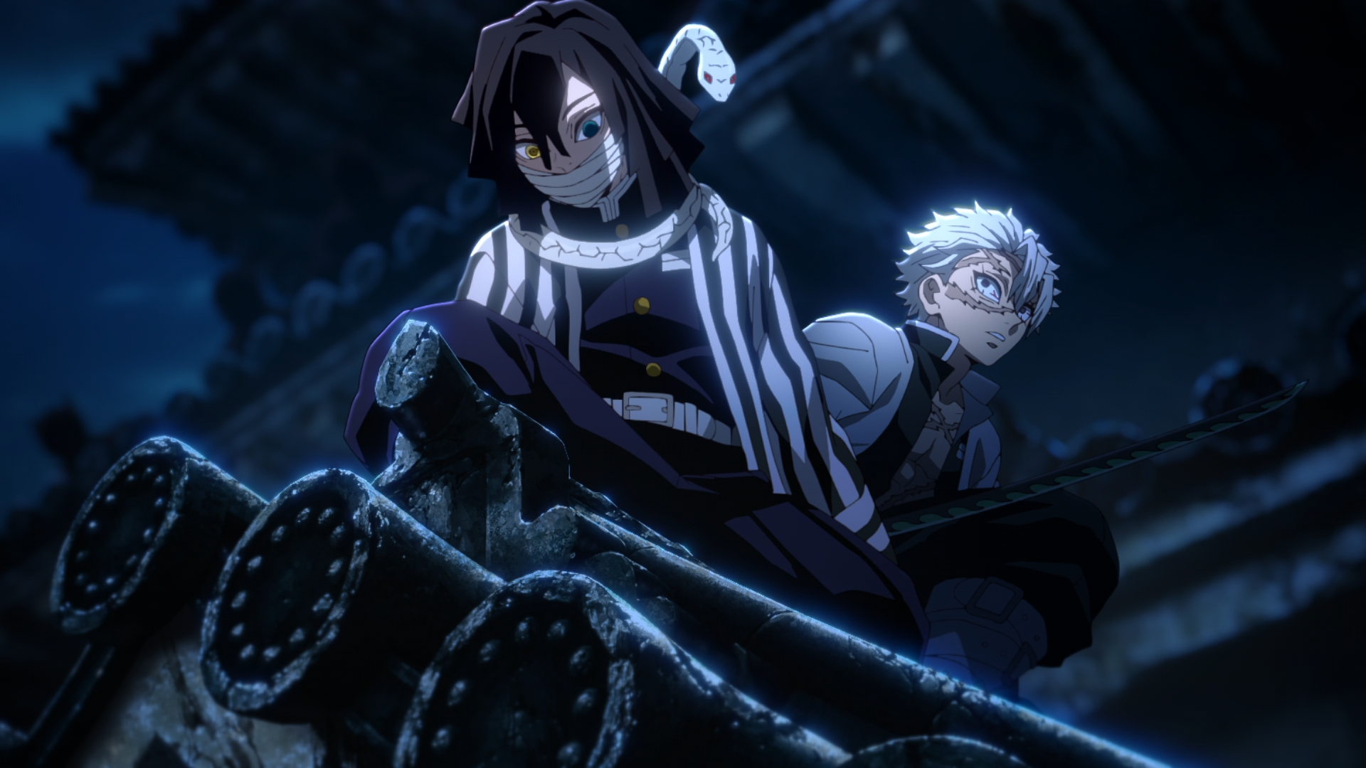 Download Demon Slayer: Kimetsu No Yaiba Sanemi Shinazugawa Obanai Iguro Anime HD Wallpaper