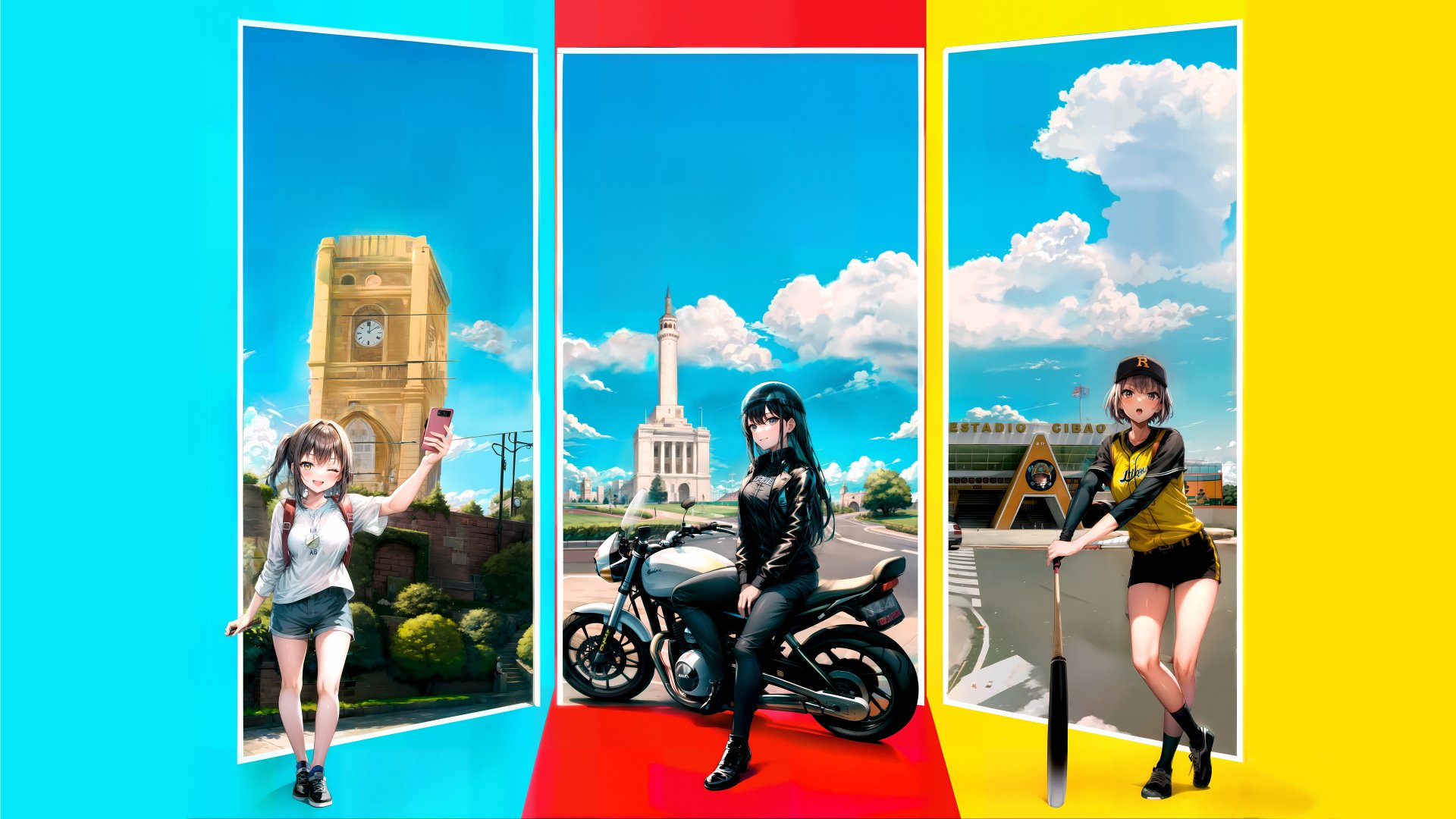 Download Stadium Baseball Baseball Bat Motorcycle Tower 4k Ultra HD Wallpaper by manimen