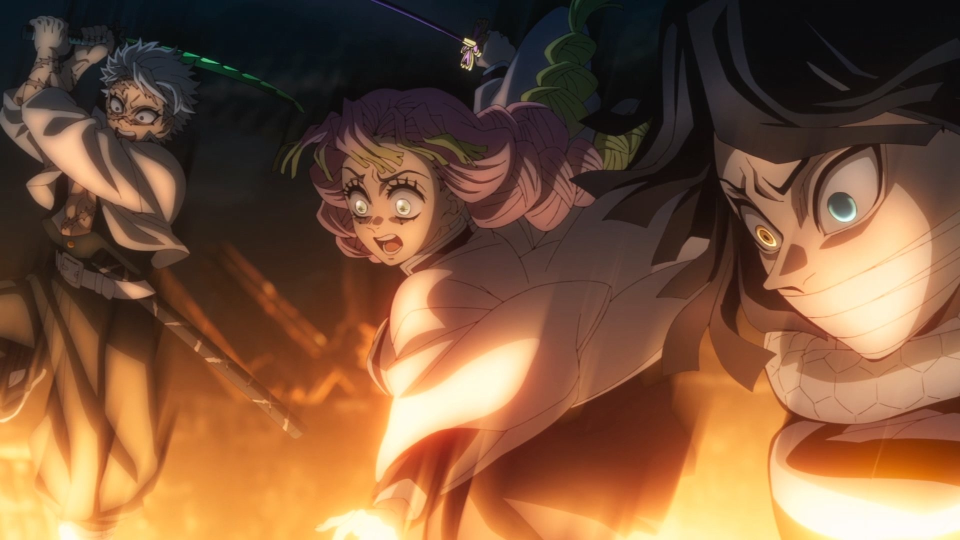 Download Demon Slayer: Kimetsu No Yaiba Anime Sanemi Shinazugawa Mitsuri  Kanroji Obanai Iguro HD Wallpaper