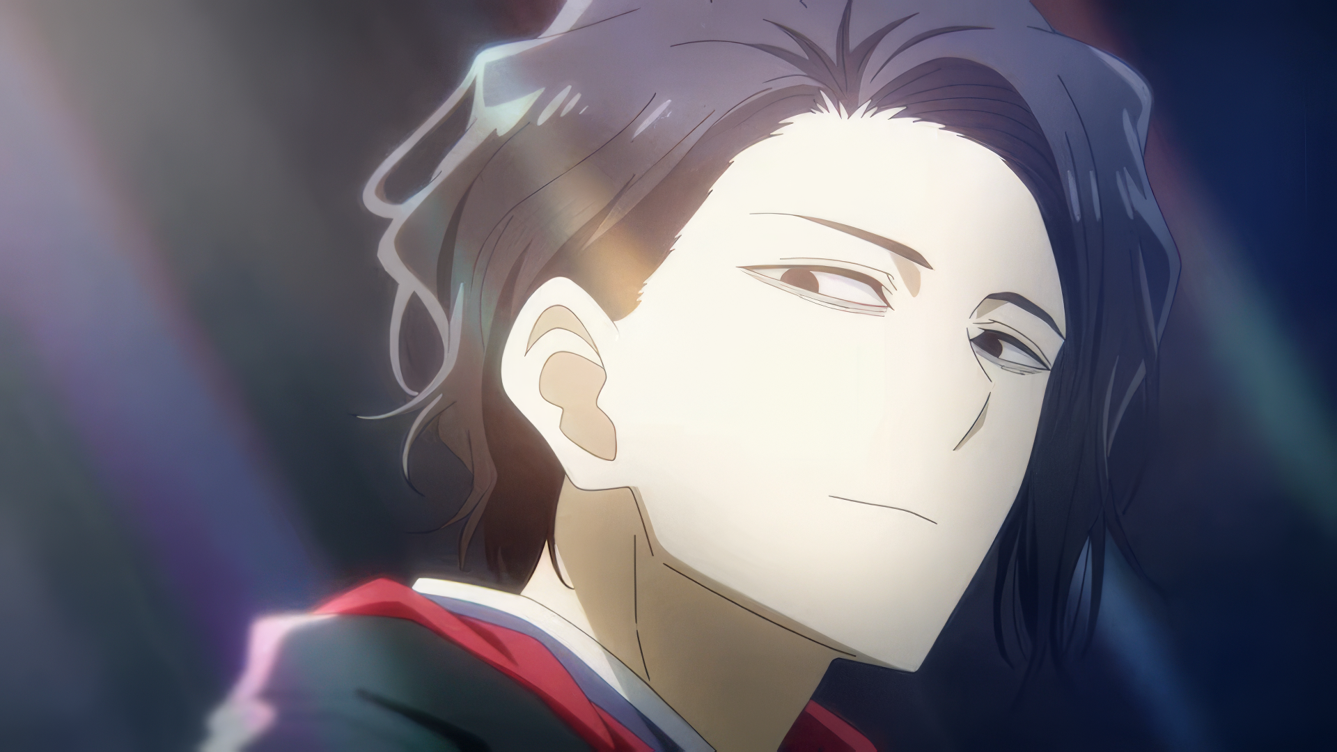 A captivating HD desktop wallpaper featuring Osamu Dazai from the anime No Longer Allowed in Another World, exuding a confident and enigmatic aura with a soft light casting dynamic shadows.