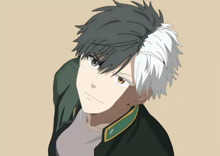 HD anime desktop wallpaper featuring Haruka Sakura from Wind Breaker with distinct black and white hair, set against a plain beige background.