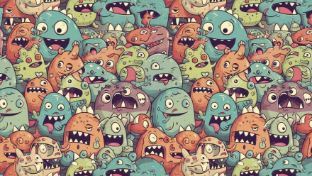  Desktop background of random cute monsters