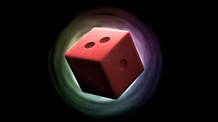 HD desktop wallpaper from The Binding of Isaac featuring a red dice engulfed in a mystical, swirling aura.