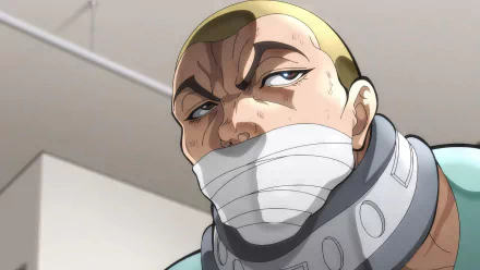 HD desktop wallpaper featuring Jack Hanma from the anime Baki Hanma, showcasing his intense expression with a bandaged mouth.