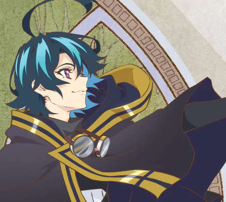 Anime-style HD PC desktop wallpaper from Wistoria: Wand and Sword featuring Will Serholt with blue hair and a confident expression.