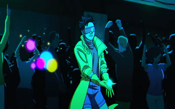 Jubilee with other X-Men characters from the '97 TV show in a vibrant HD desktop wallpaper background.