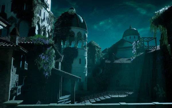 HD desktop wallpaper and background image from the video game Enotria: The Last Song, featuring an enigmatic, ancient cityscape under a mystical sky.