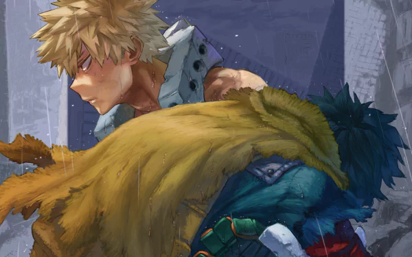 4K Ultra HD anime wallpaper featuring Katsuki Bakugou and Dark Deku from My Hero Academia in an intense, dramatic scene.