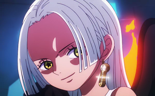 Anime-style 4K Ultra HD PC wallpaper featuring S-Snake from One Piece with striking white hair, yellow eyes, and a fiery background.