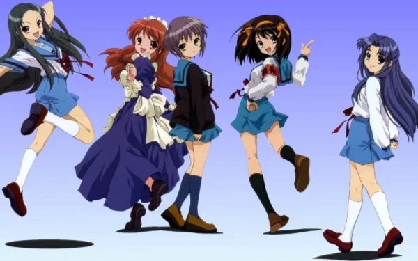 Tsuruya (Haruhi) Ryōko Asakura Mikuru Asahina Yuki Nagato Haruhi Suzumiya Anime The Melancholy of Haruhi Suzumiya HD Desktop Wallpaper | Background Image