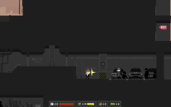 HD desktop wallpaper showcasing the video game The Final Station. The scene features a character shooting in a dark, underground parking lot with several parked cars in the background.