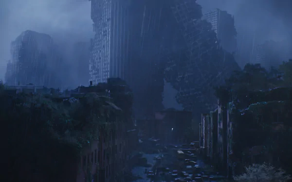 Post-apocalyptic cityscape from The Last Of Us, rendered in stunning detail for an 8K Ultra HD PC desktop wallpaper and background.