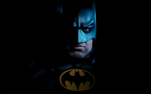HD PC wallpaper featuring Michael Keaton as Batman from Batman Returns, showcasing the iconic DC Comics hero in a dark, moody portrait.