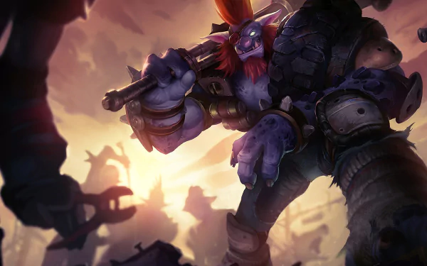 HD desktop wallpaper featuring Trundle from the video game League of Legends, set against a dramatic, glowing background with bold, dynamic action.