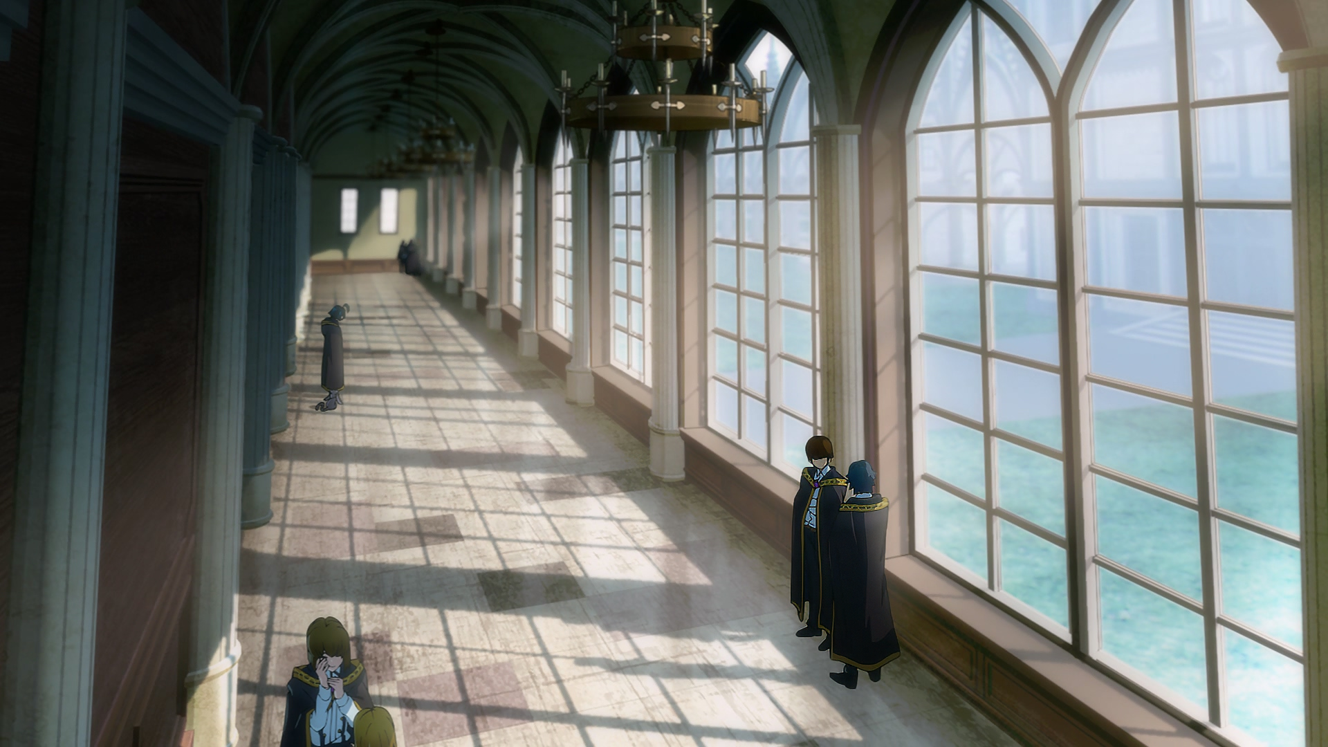 An HD desktop wallpaper featuring characters from the anime Wistoria: Wand and Sword, showcasing vibrant artwork and dynamic poses in a fantasy setting.