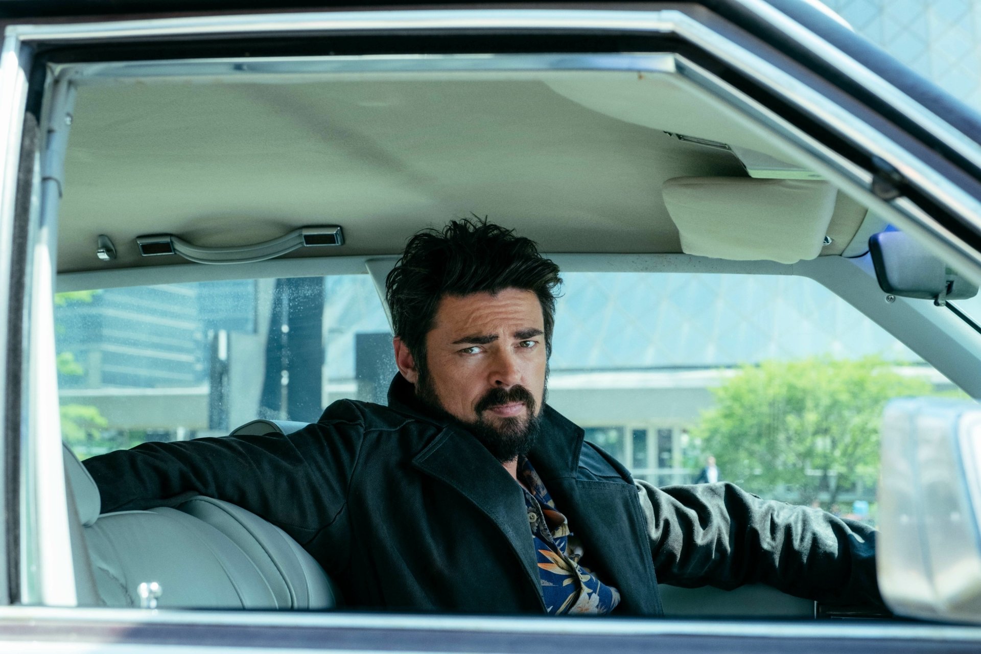 HD wallpaper featuring Karl Urban as Billy Butcher from the TV show The Boys (2019), showcasing the character's intense demeanor and unique style.
