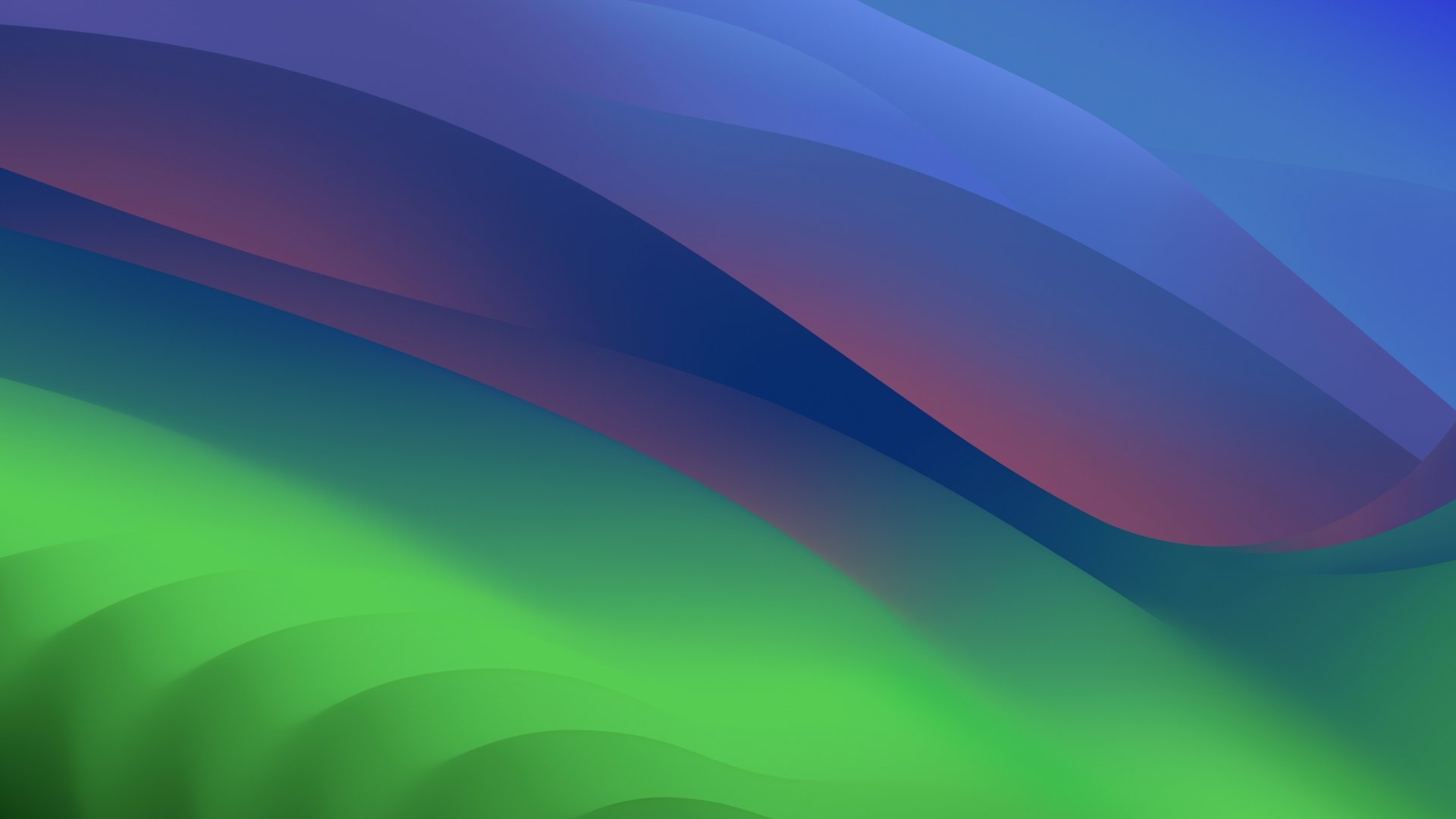 Abstract HD desktop wallpaper featuring flowing waves of blue, green, and purple, representing Apple's macOS aesthetic and vibrant design. A visually striking background for any screen.