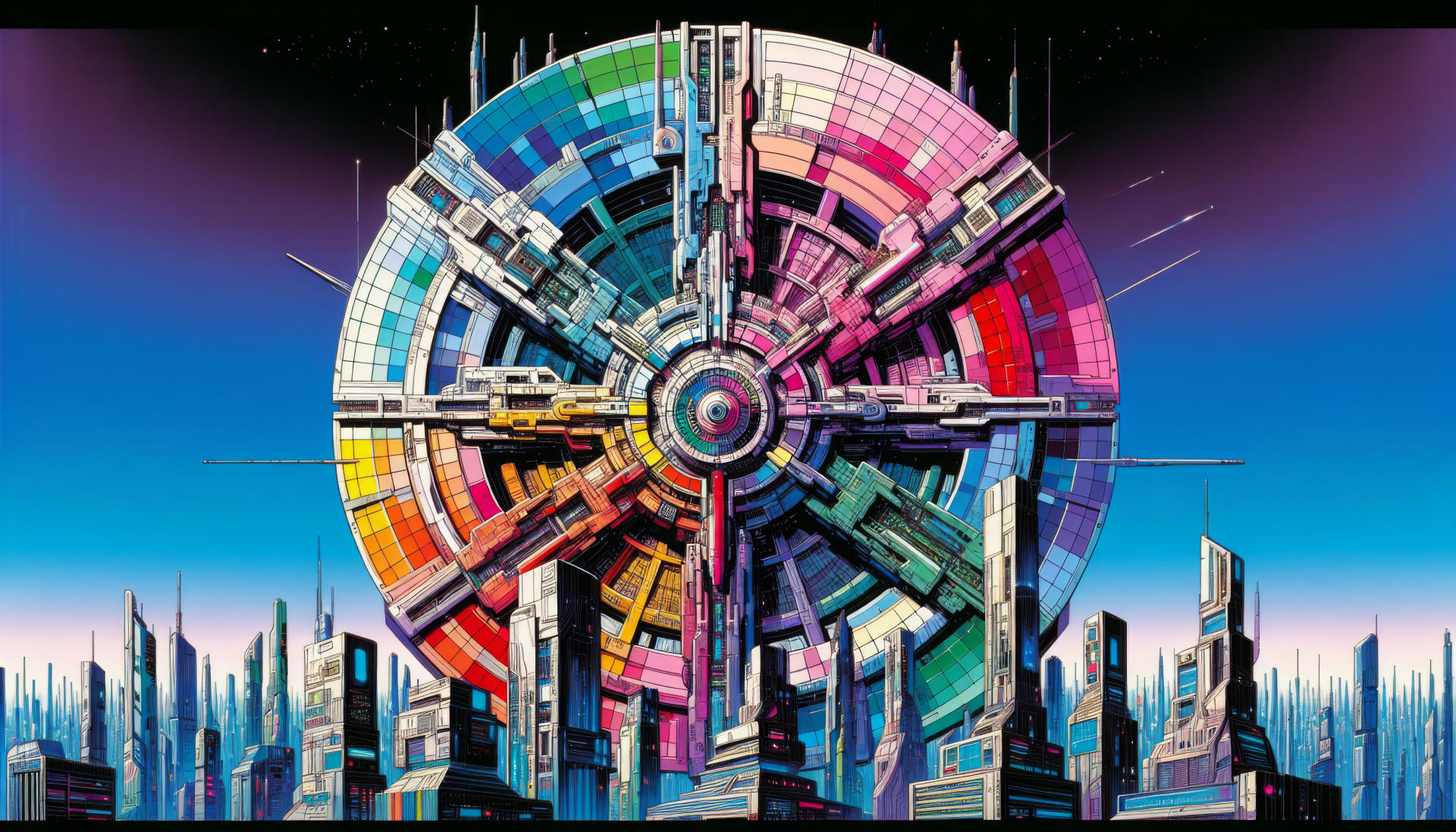 A vibrant color wheel displayed as an HD desktop wallpaper, showcasing a rich spectrum of hues for a visually appealing background.