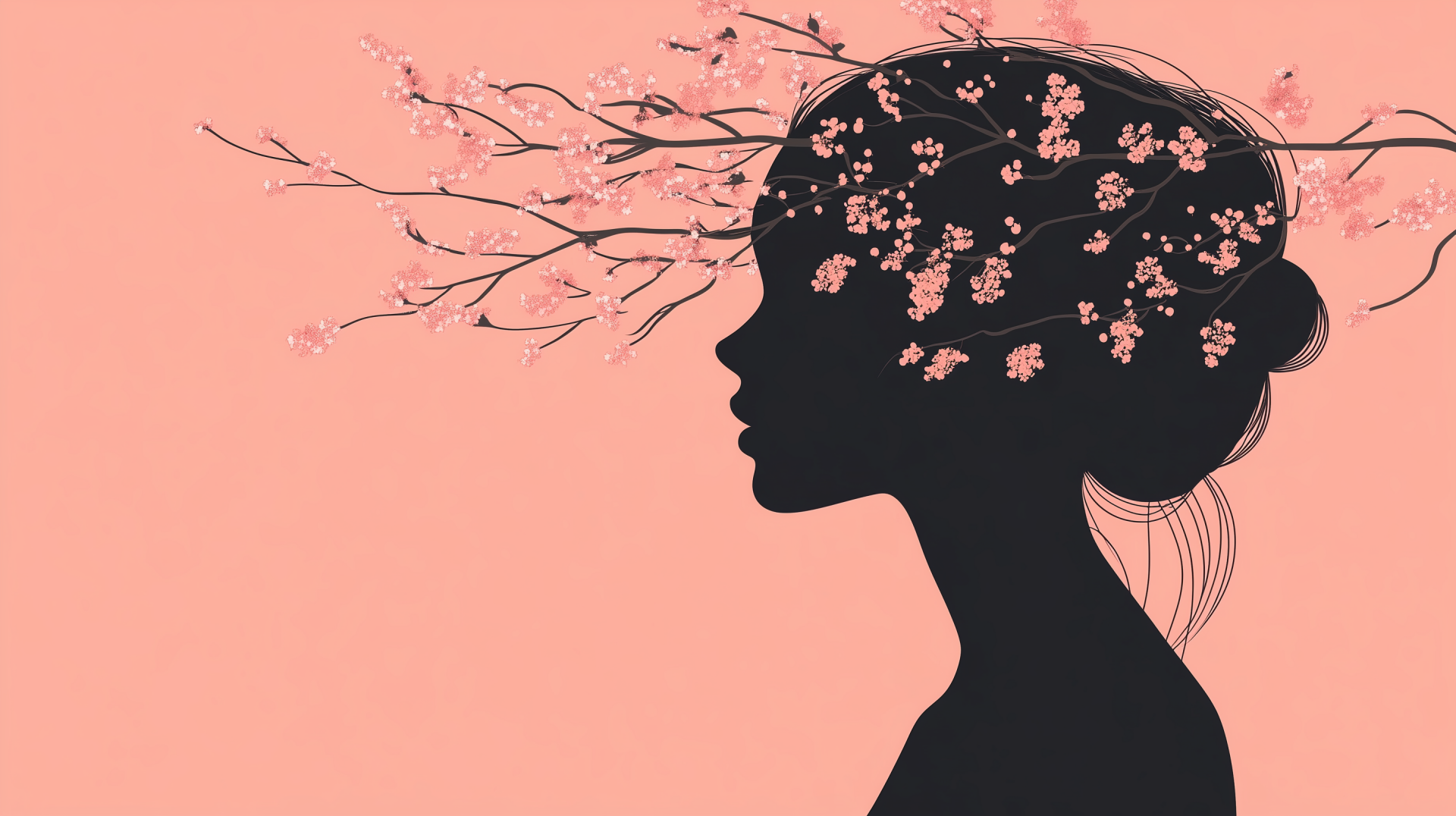 A feminine silhouette stands out against a dark background, creating an elegant and striking HD desktop wallpaper and background that adds a touch of sophistication to any screen.