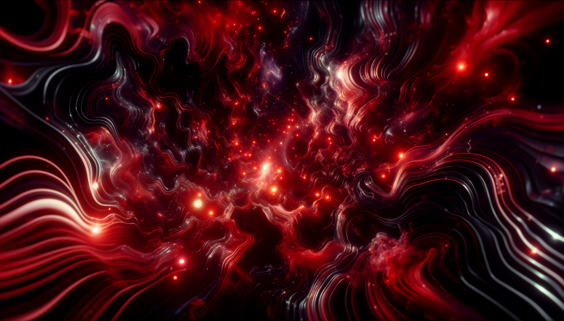 A dynamic 4K Ultra HD wallpaper featuring swirling patterns in black and red, illuminated by vibrant, glowing elements that create a sense of depth and movement.