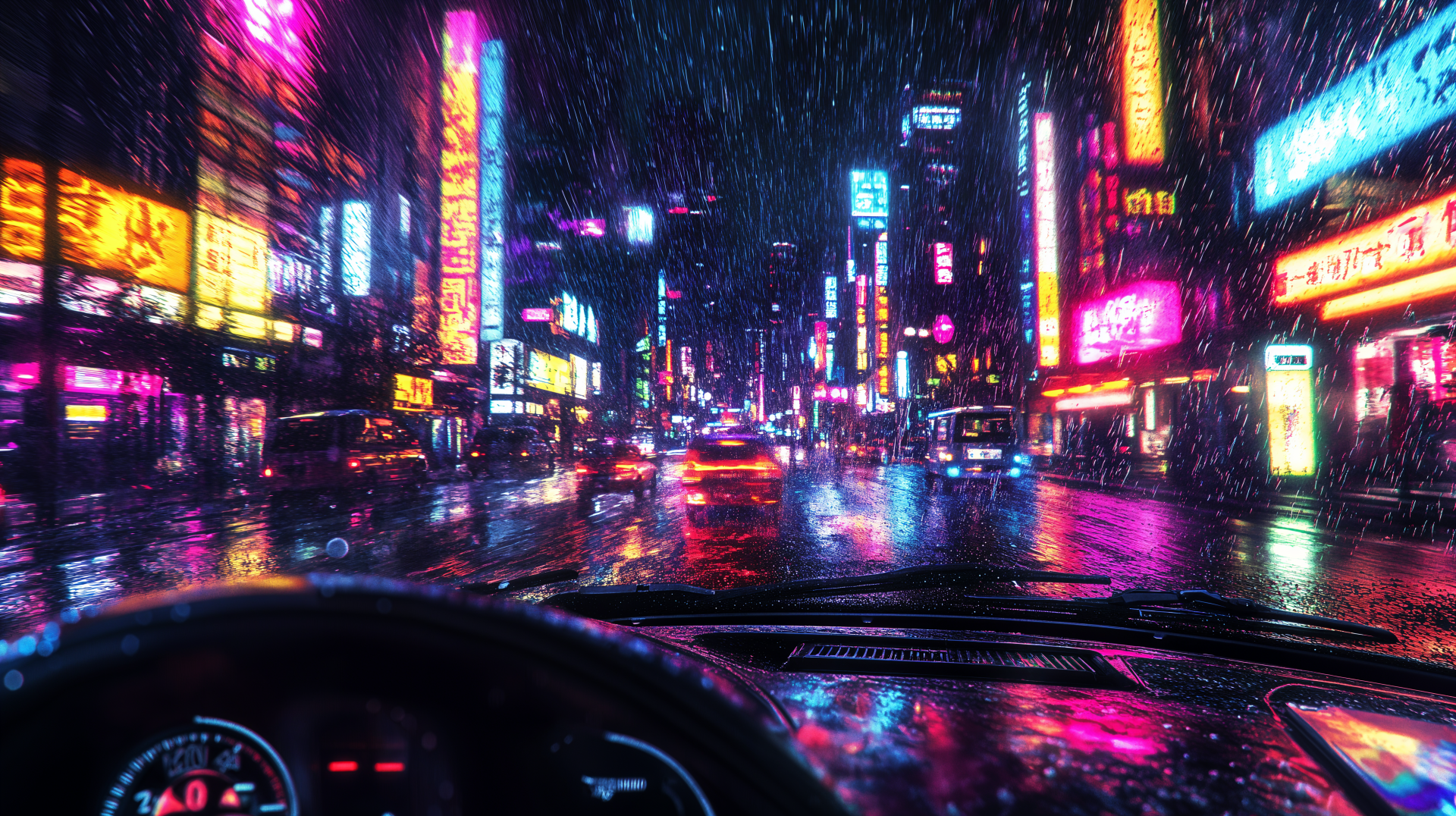 Driving Through Rain: A Vivid 4K Ultra HD Wallpaper Experience by ...