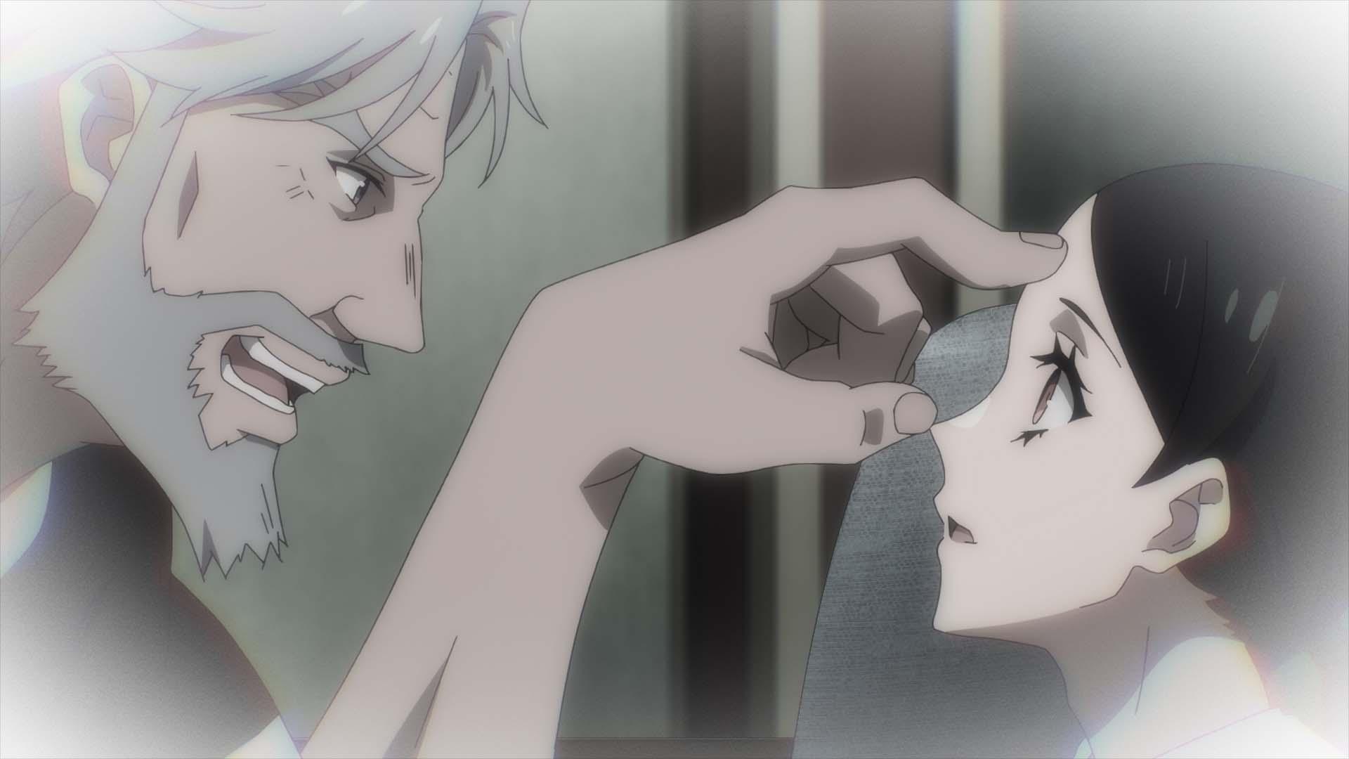 A dramatic scene from The Most Notorious Talker Runs the World's Greatest Clan, featuring intense expressions between two characters in an anime style. HD desktop wallpaper.