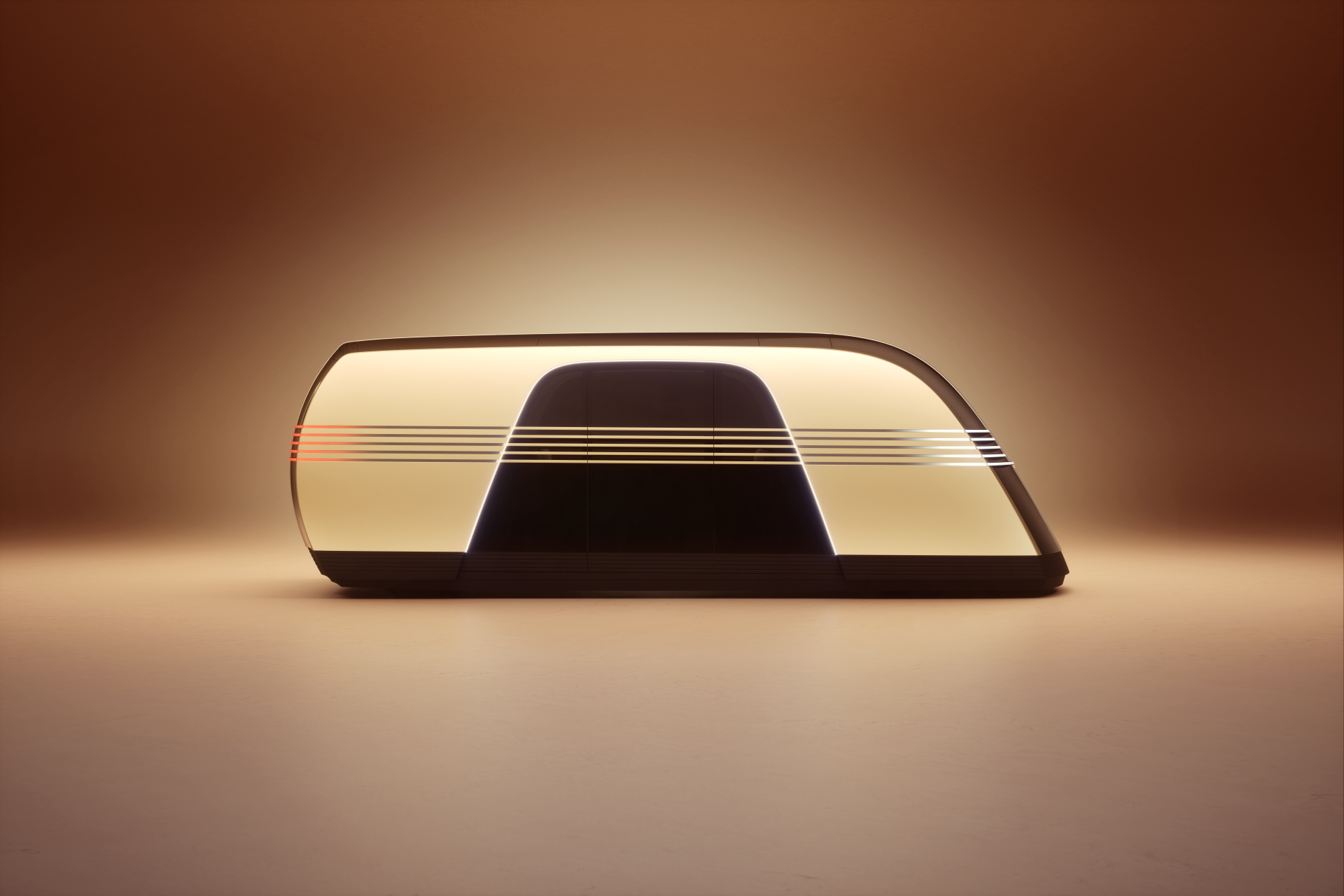 A sleek Tesla robovan design showcased in an 8K Ultra HD wallpaper, featuring smooth lines and a modern aesthetic against a soft, glowing background.