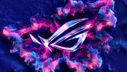 A sleek HD desktop wallpaper featuring Asus ROG branding, showcasing a modern and dynamic technological aesthetic.