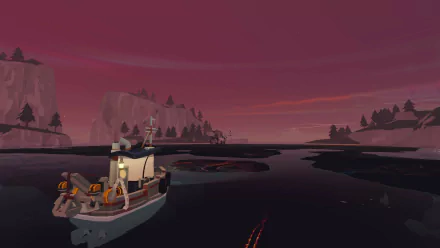 HD desktop wallpaper featuring art from the video game Dredge - The Iron Rig. A visually striking background highlighting the game's unique aesthetic.