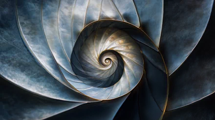 A stunning HD desktop wallpaper featuring a Fibonacci spiral, showcasing intricate patterns and a mesmerizing blend of colors that evoke natural beauty and mathematical elegance.