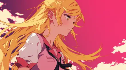 Anime HD wallpaper featuring Shinobu Oshino from the Monogatari series, showcasing her distinctive style and vibrant colors for an engaging desktop background.