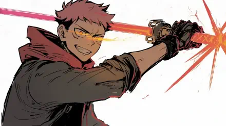 Anime-themed HD desktop wallpaper featuring Yuji Itadori from Jujutsu Kaisen, showcasing vibrant colors and dynamic design that captures the essence of the series.