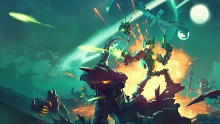 HD desktop wallpaper featuring elements from the video game Akimbot, designed to enhance your gaming experience with a striking visual background.