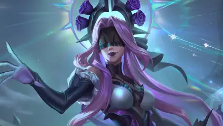 Syndra from League of Legends is depicted in a stunning 4K Ultra HD wallpaper, showcasing her powerful presence and intricate design against a mystical background.