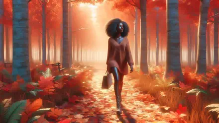 Autumn woman forest HD Desktop Wallpaper | Background Image