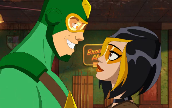 A vibrant HD desktop wallpaper featuring characters from the TV show Kite Man: Hell Yeah!, showcasing its unique animation style and colorful design.