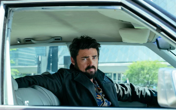 HD wallpaper featuring Karl Urban as Billy Butcher from the TV show The Boys (2019), showcasing the character's intense demeanor and unique style.