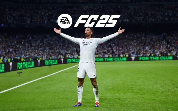 HD desktop wallpaper featuring Jude Bellingham from EA SPORTS FC 25, showcasing vibrant graphics for an immersive gaming experience.