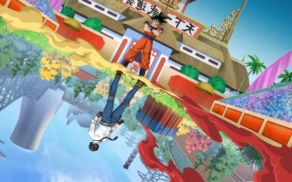 HD desktop wallpaper featuring Goku from Dragon Ball in a dynamic pose, combined with themes from Playerunknown's Battlegrounds, showcasing the fusion of gaming worlds.