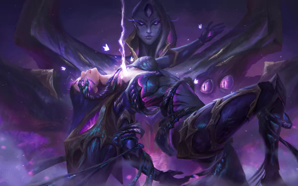 A stunning 4K Ultra HD wallpaper featuring Bel'Veth from League of Legends, showcasing a dark and mystical scene with intricate details and vibrant colors.