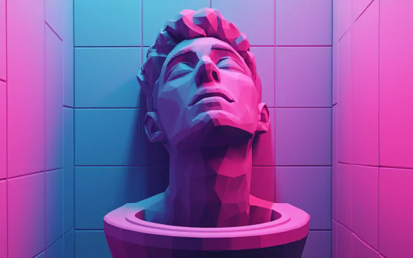 A vibrant HD wallpaper featuring a stylized head emerging from a toilet, set against a colorful tiled background, embodying the skibidi toilet theme.