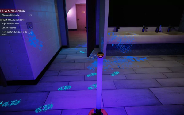 A dark, atmospheric HD desktop wallpaper capturing the essence of the video game Crime Scene Cleaner, featuring intriguing elements related to the game’s theme.