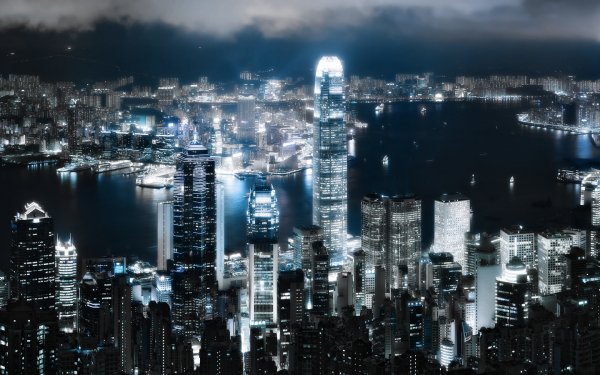 Man Made City Cities Blue Hong Kong HD Wallpaper | Background Image