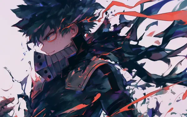 HD wallpaper featuring Dark Deku from My Hero Academia, showcasing Izuku Midoriya with a dynamic pose and vibrant colors, embodying strength and determination.