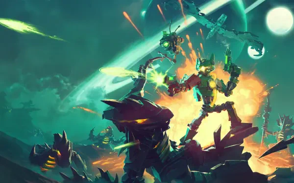 HD desktop wallpaper featuring elements from the video game Akimbot, designed to enhance your gaming experience with a striking visual background.