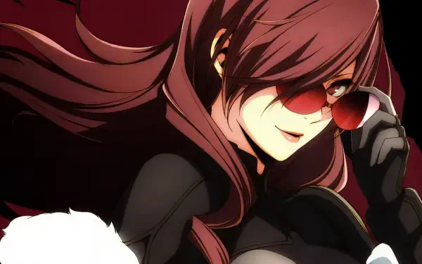 Mitsuru Kirijo from Persona 3 is featured in this HD PC desktop wallpaper, showcasing her confident expression and stylish attire against a dark backdrop.