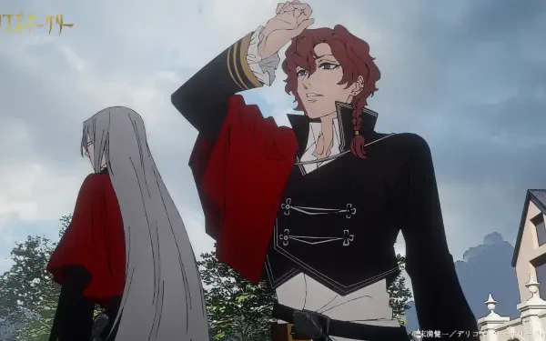 HD PC desktop wallpaper featuring anime characters from Delico's Nursery against a cloudy sky background.