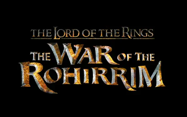 An 8K Ultra HD desktop wallpaper featuring the title logo of The Lord of the Rings: The War of the Rohirrim, showcasing vibrant colors and intricate design.