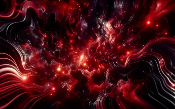 A dynamic 4K Ultra HD wallpaper featuring swirling patterns in black and red, illuminated by vibrant, glowing elements that create a sense of depth and movement.